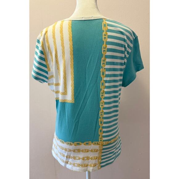 J. McLaughlin Catalina Cloth Shortsleeve Chain Graphic Tee Size L - Picture 2 of 4